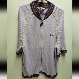 Retro Fox 2XL womens s/s zip up lavender cardigan sweater shirt streetwear style